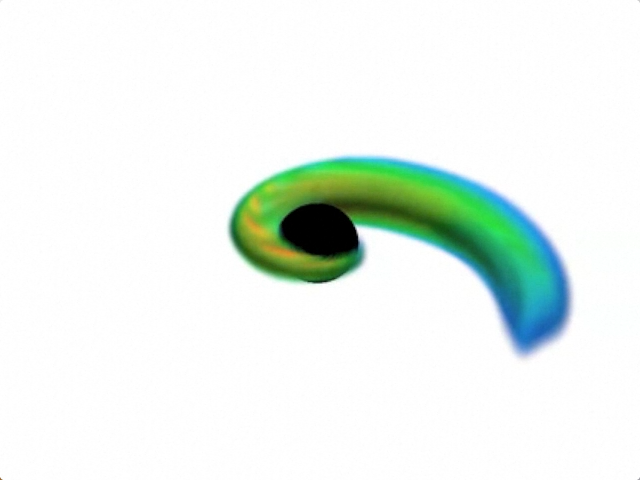 Ejected tail flinging off into space. This matter will eventually contribute rare heavy elements to the interstellar medium.