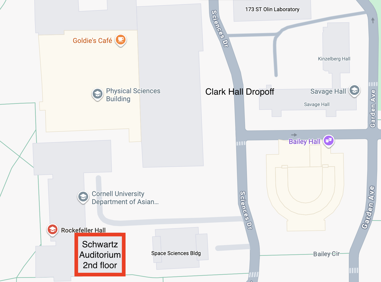 Map to Rockefeller Hall